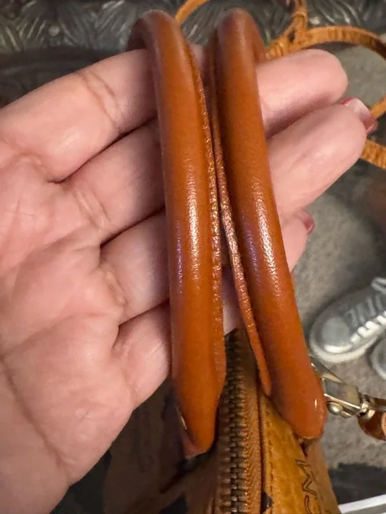 MCM Cognac Visetos Mini Crossbody Satchel with Gold Hardware - Picture 9 of 16